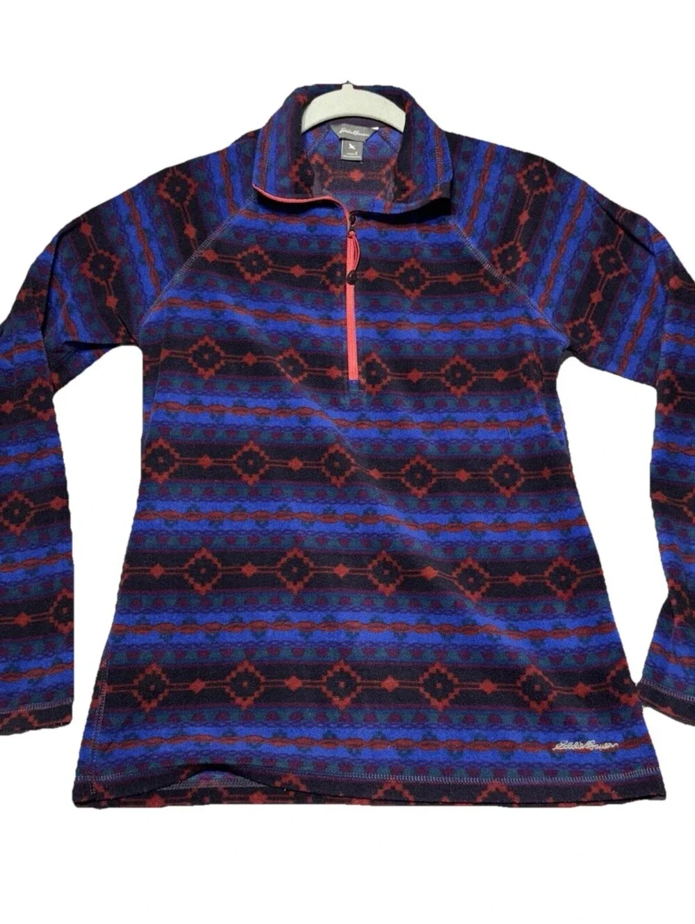 Eddie Bauer Womens Size S Purple Native Aztec Half Zip Pullover Fleece  Sweater